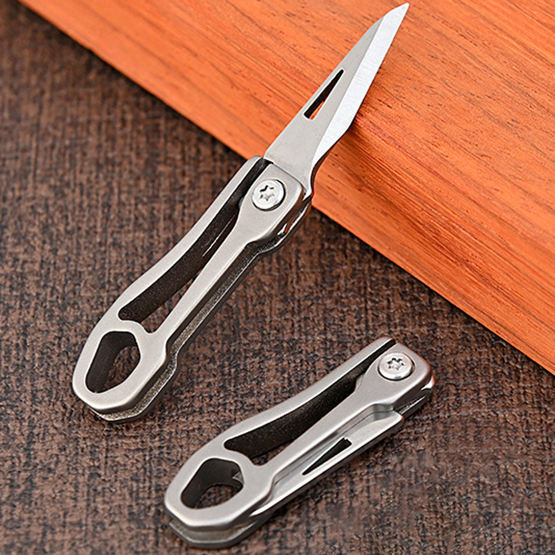 Titanium Utility Knife Scalpel Blade Mini Pocket Tool Survival Folding  Keychain